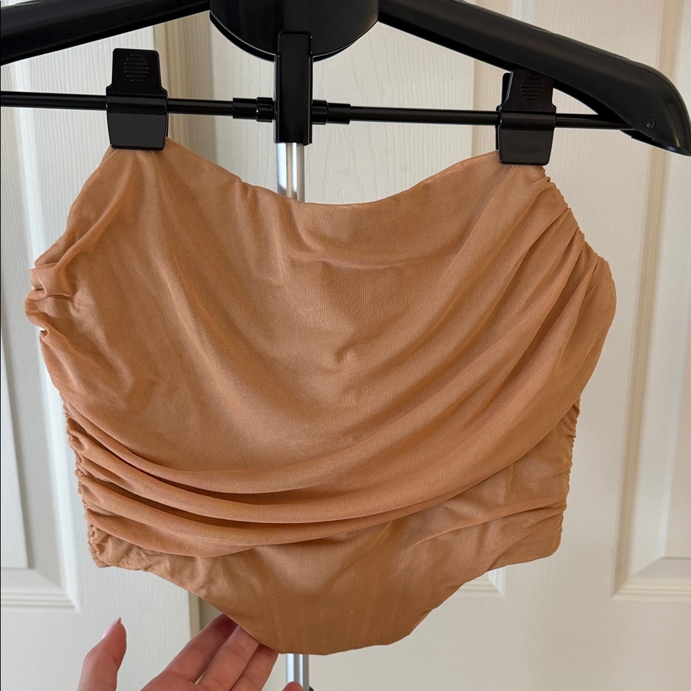 Tan Ruched corset top